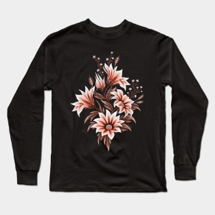 Gazania Floral - Black Brown Long Sleeve T-Shirt